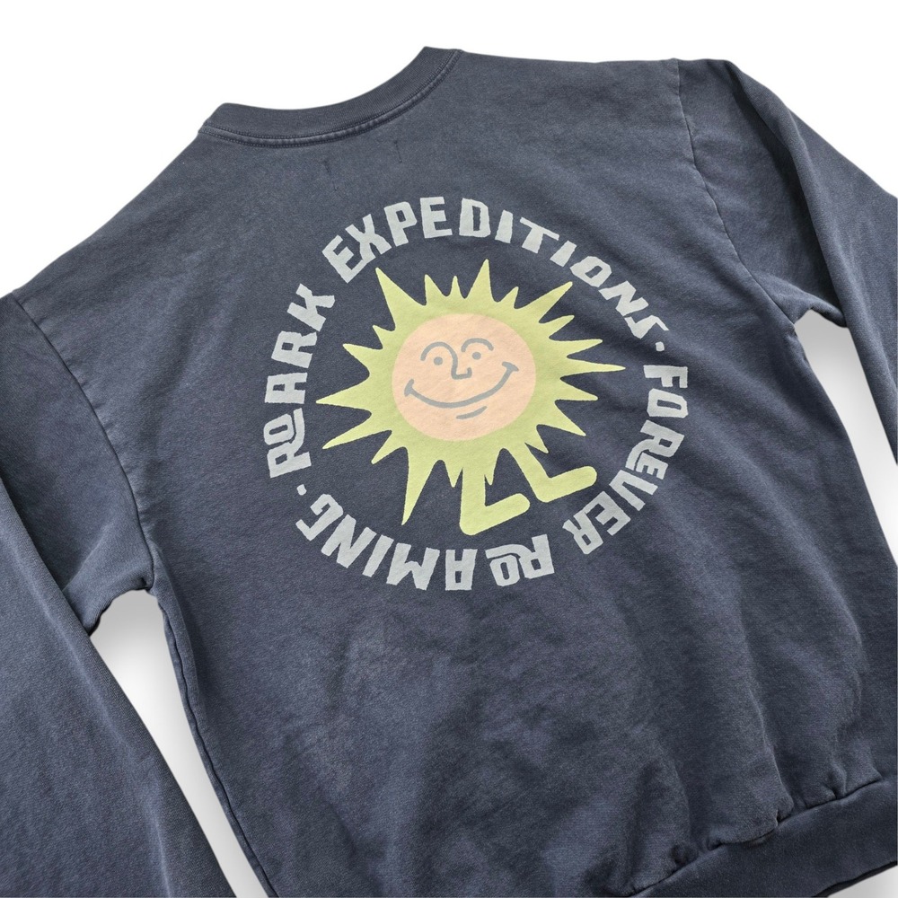 Roark Expeditions Forever Roaming Sweatshirt Mens Medium Navy Graphic Fleece